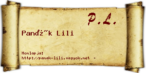 Panák Lili névjegykártya